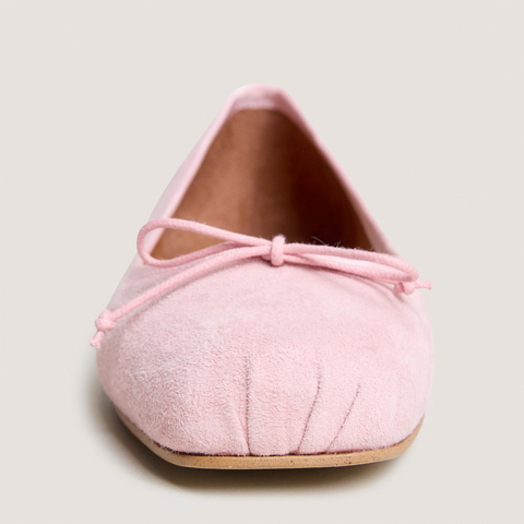 Square-toe ballet flats with laces light pink