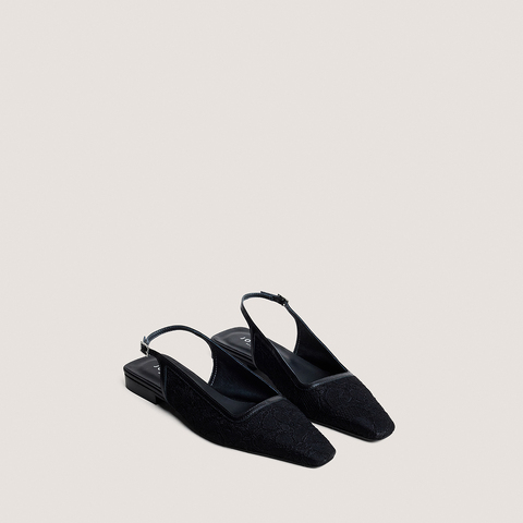 Pointed-toe slingback ballet flats black