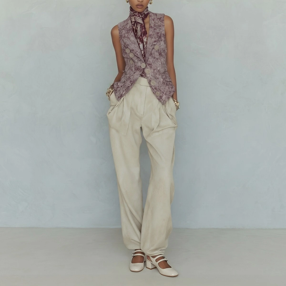 Double-strap slingback mary janes in ecru patent leather | DRIBBLE