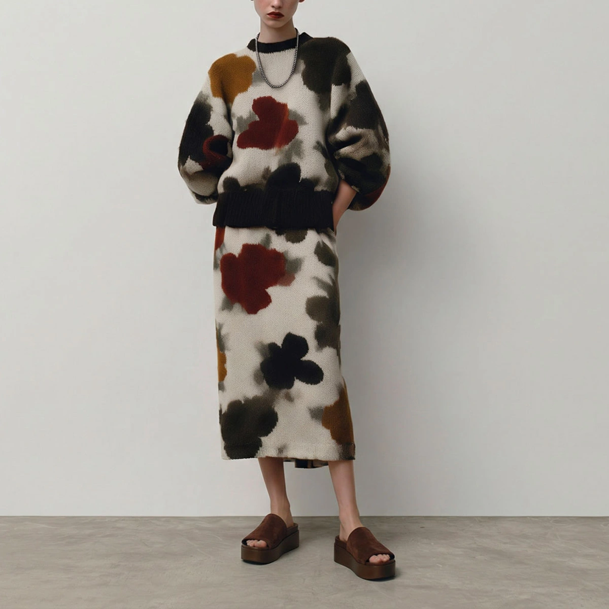 Platform mules in dark brown split leather | ETHEL