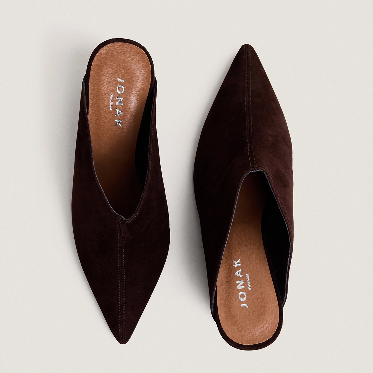 Wedge mules in brown suede | DOMEA