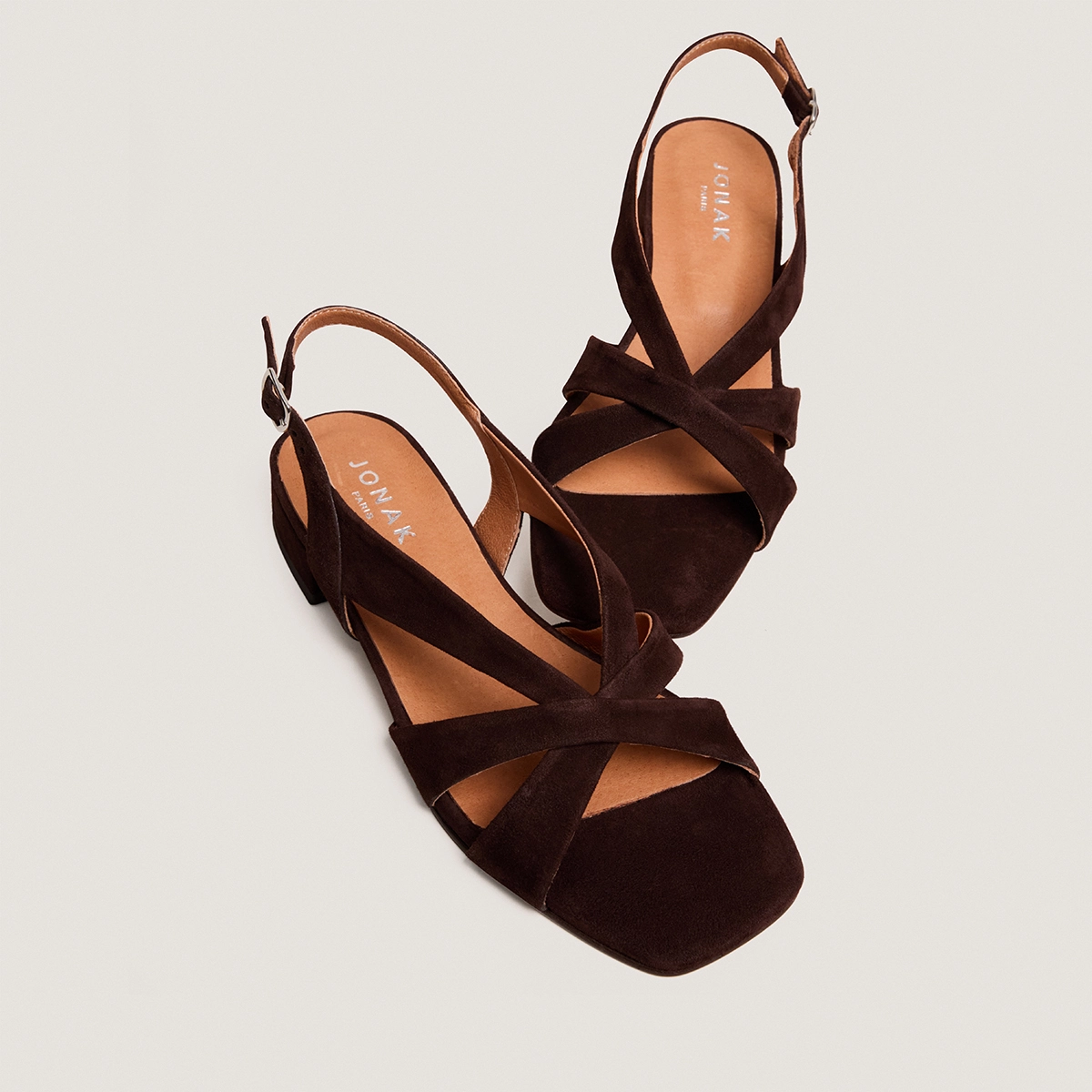 Low-heel sandals in brown suede | ALPHONSE
