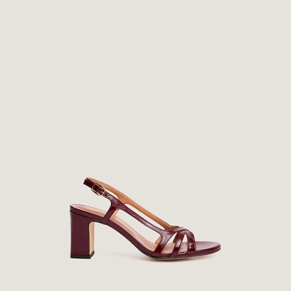 High-heel sandals in burgundy pleated patent leather | vaiana
