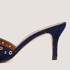 High-heeled studded mules dark blue
