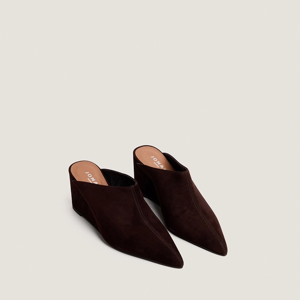Wedge mules in brown suede | DOMEA