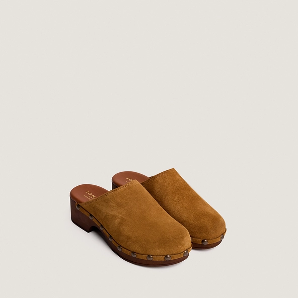 Platform mules in tobacco split leather | NAKY