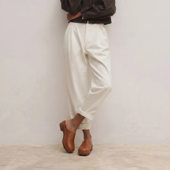 Platform mules in cognac leather | NAKY
