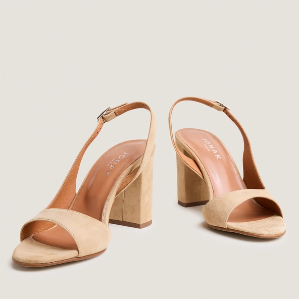Slingback sandals in camel suede | DEBOUT