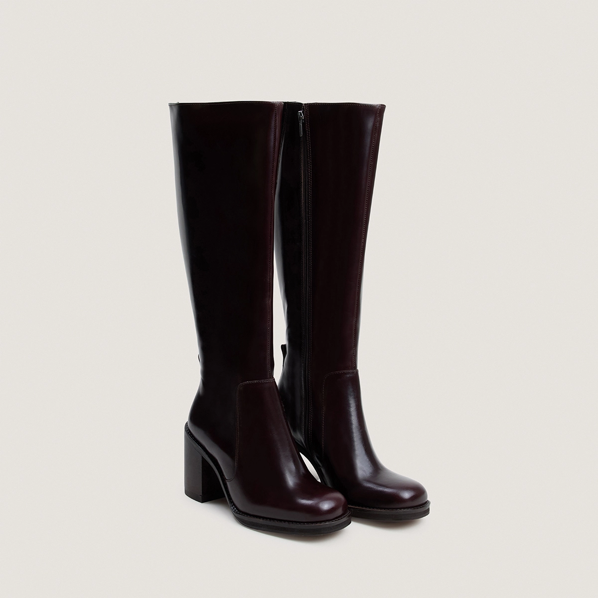 Boots with overflowing heels in dark brown leather calf size M | BRETZEL