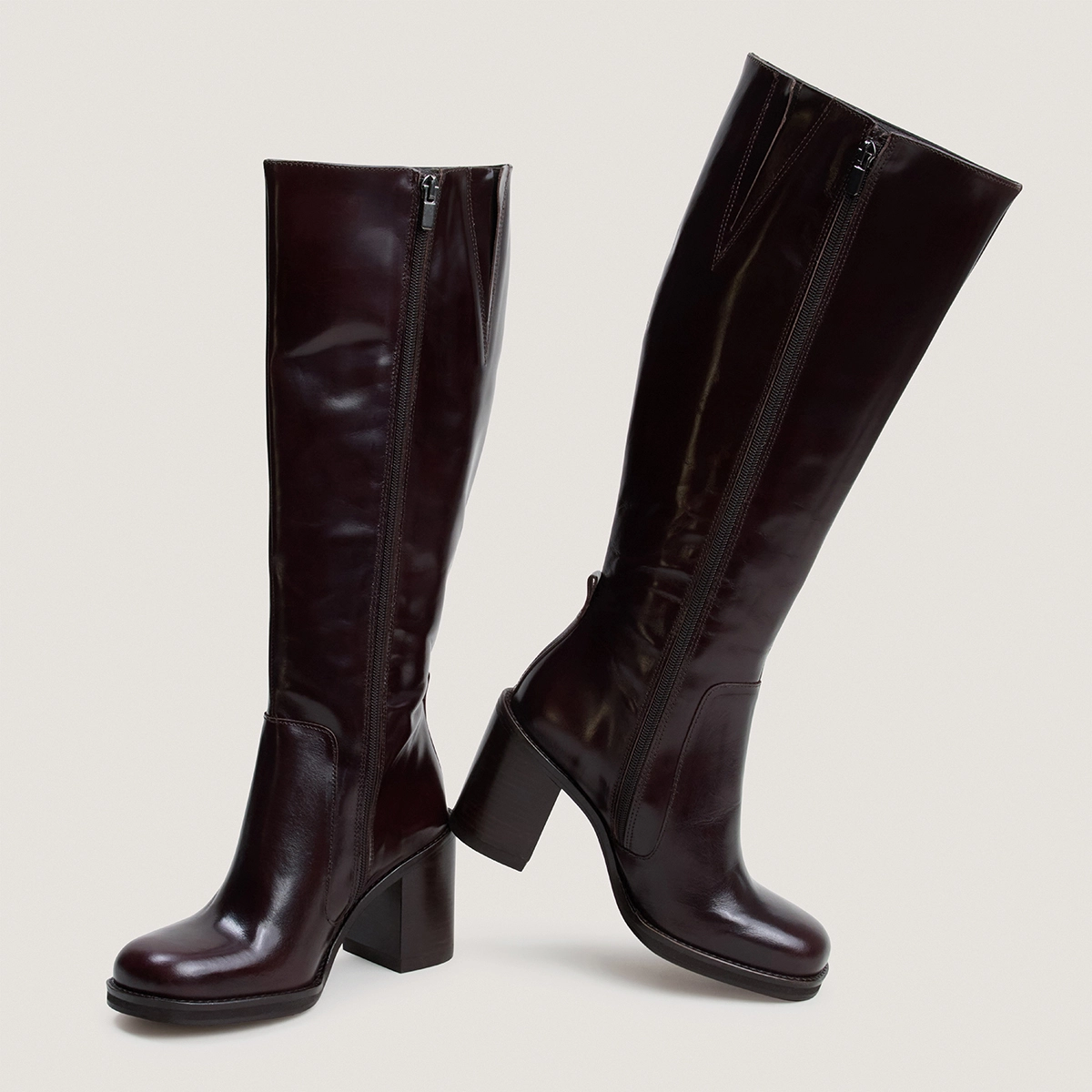 Boots with overflowing heels in dark brown leather calf size M | BRETZEL