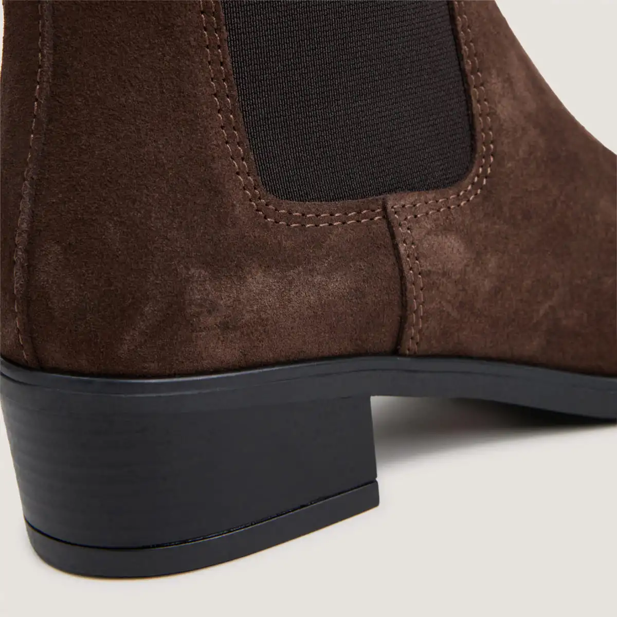 Pointed-toe chelsea low boots in dark brown split leather | NEIGE