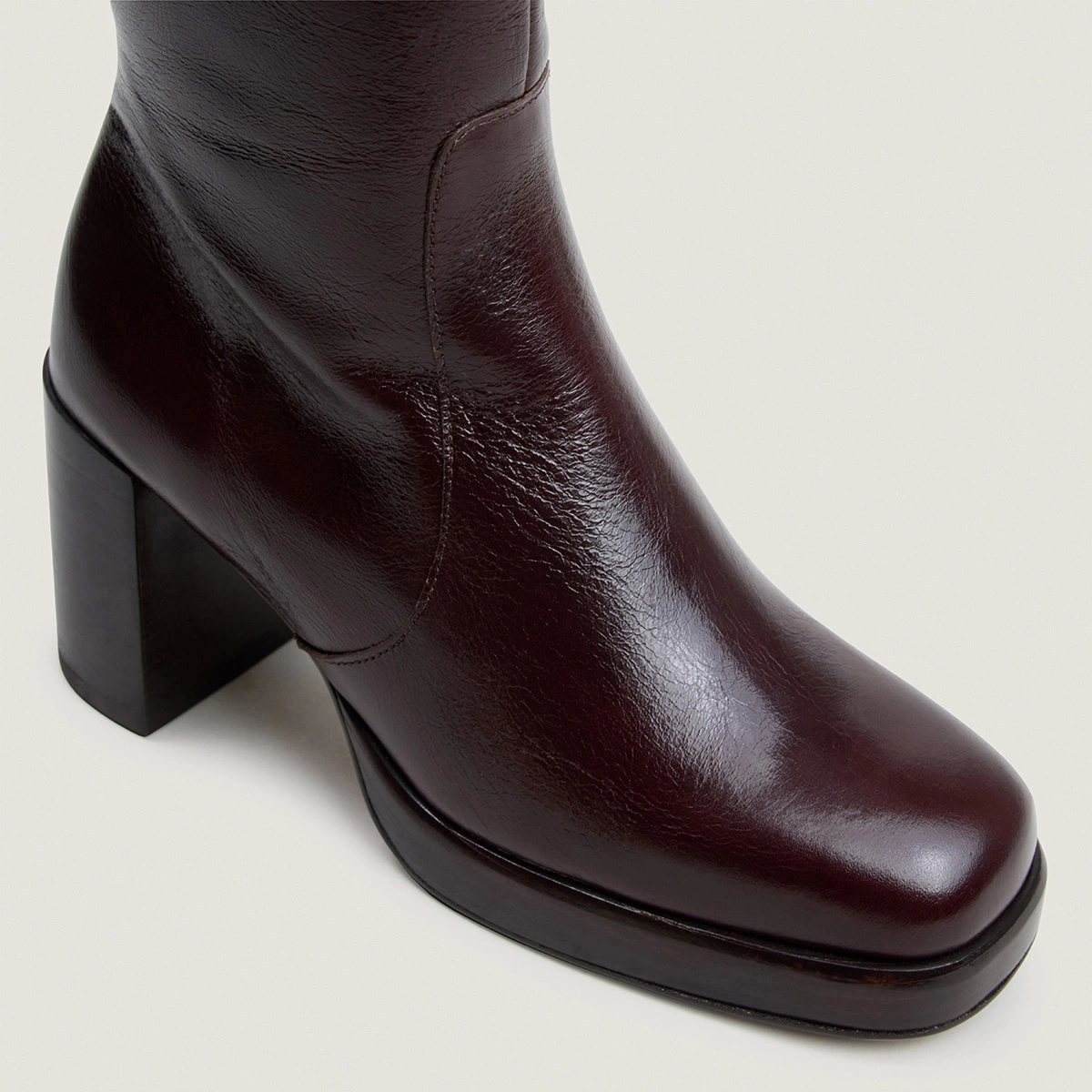 Platform boots in chocolate aged leather calf size M|BAM