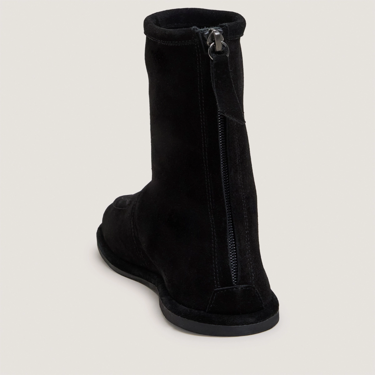 Flat low boots in black split leather | JOYCE
