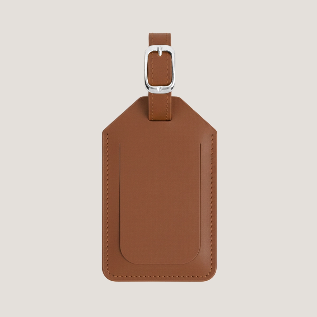 Luggage tag with monogram in camel leather | LUGGAGE TAG