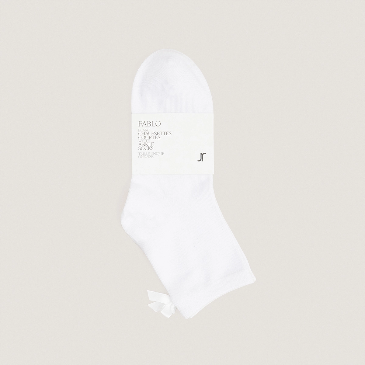 Short bow socks in white textile | FABLO