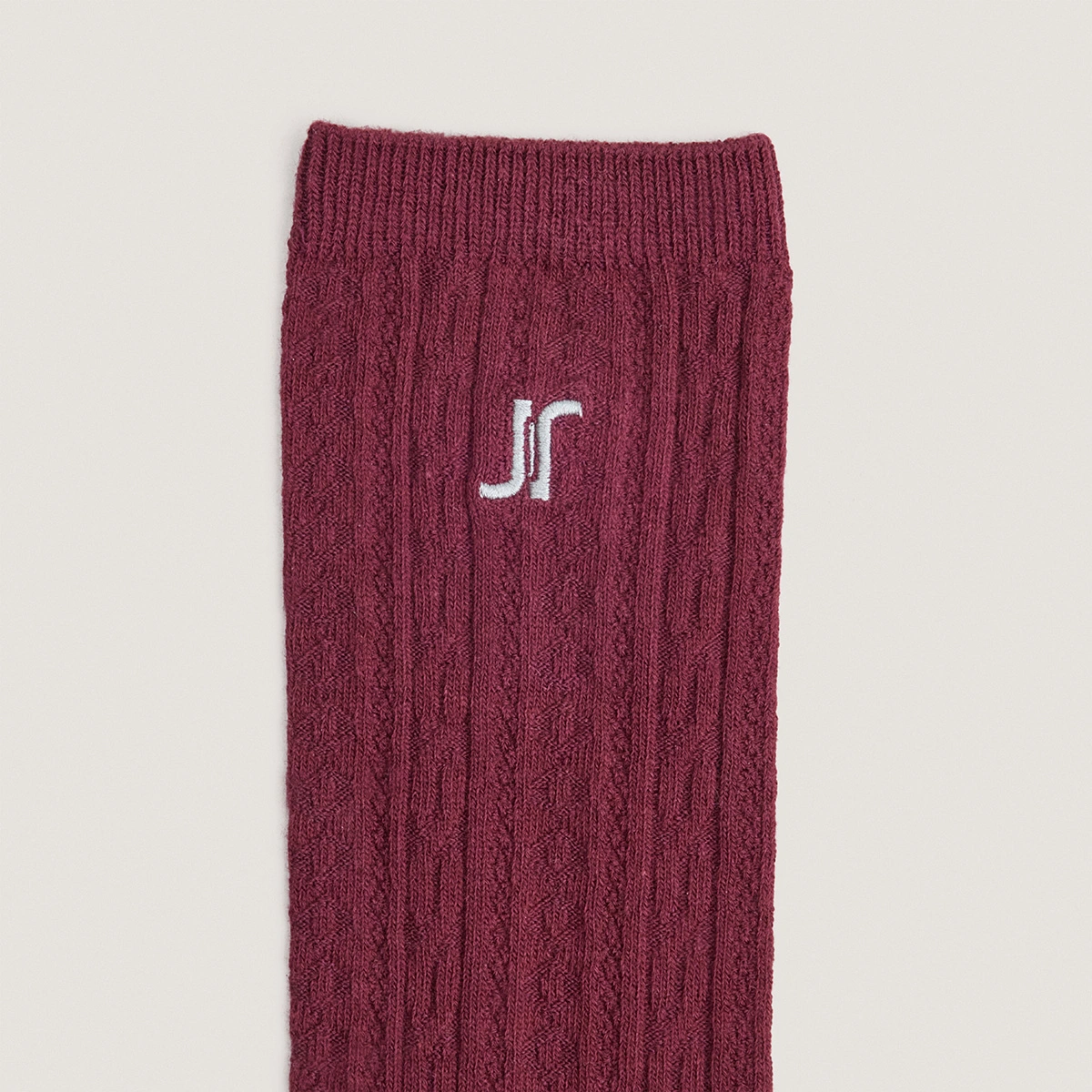 Monogram knee-high socks in burgundy textile | FAUSTINE