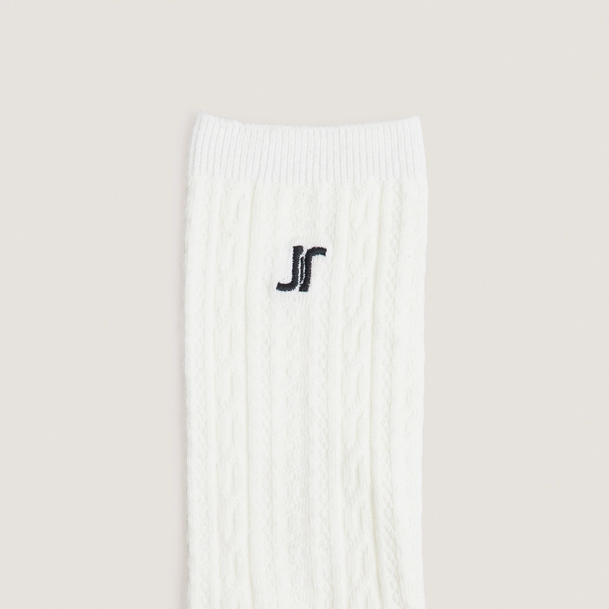 Monogram knee-high socks in ecru textile | FAUSTINE
