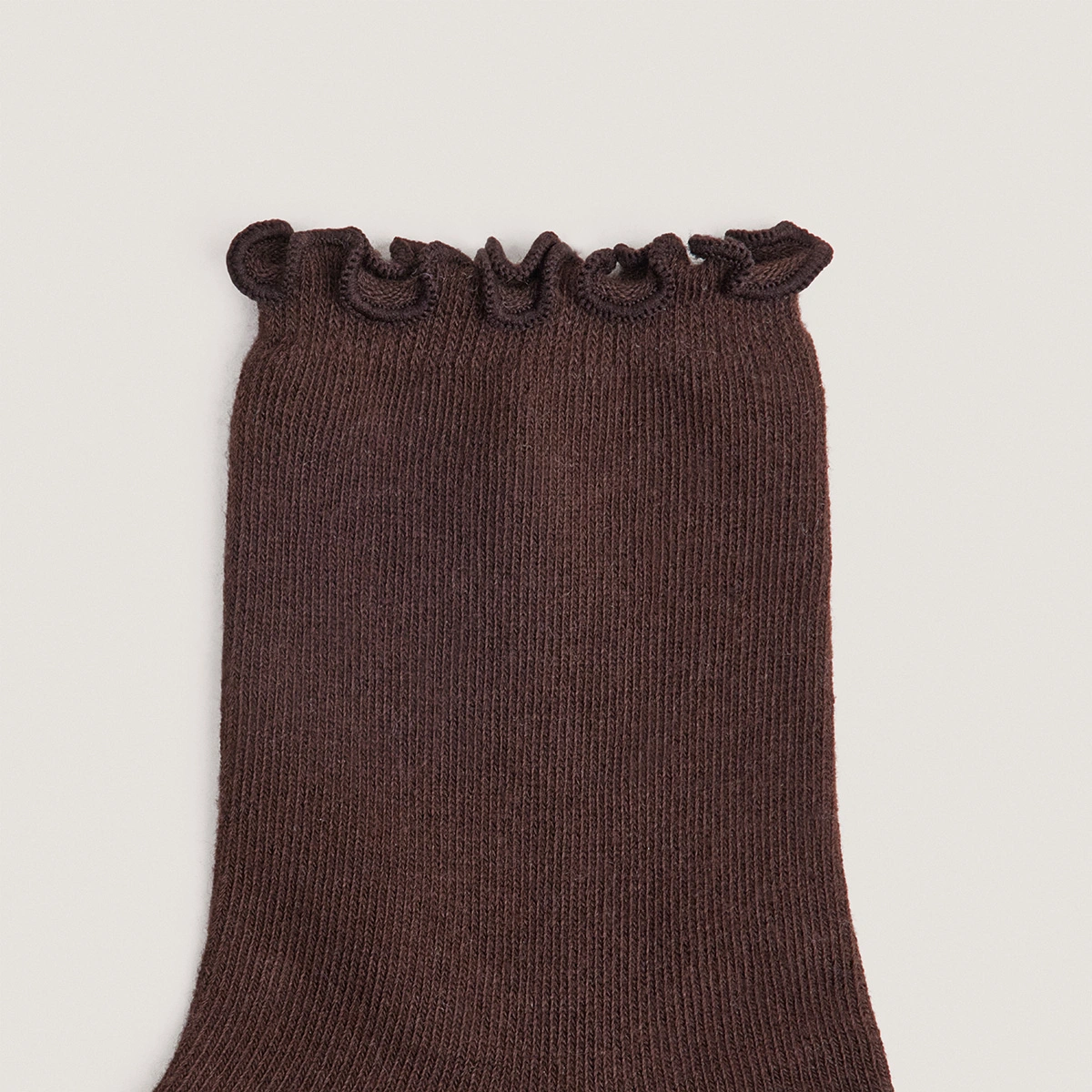 Bordered ankle socks in brown textile | FOUFOU