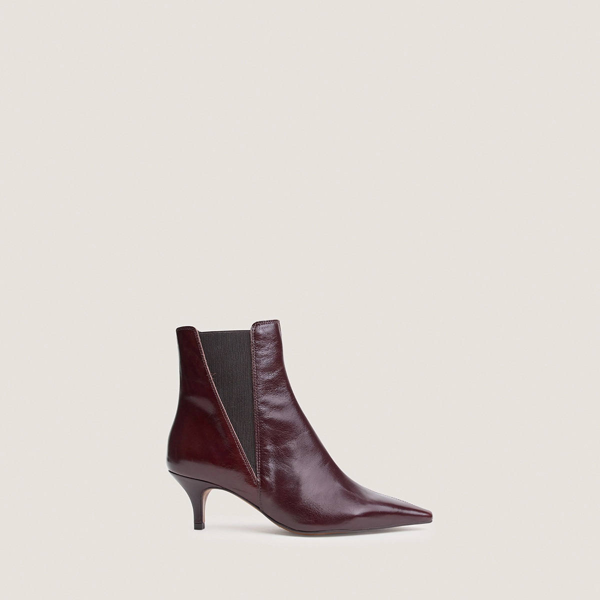 Pointed-toe stiletto-heel ankle boots in chocolate aged leather | BORGIA