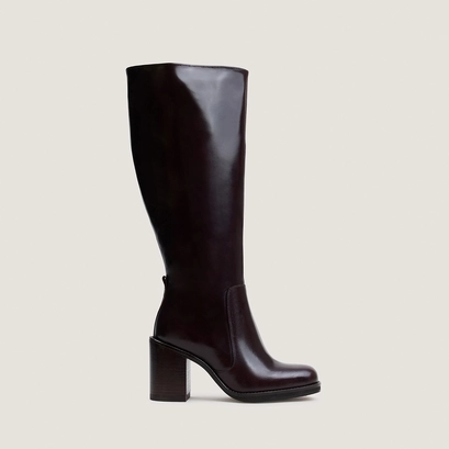 Boots with overflowing heels dark brown