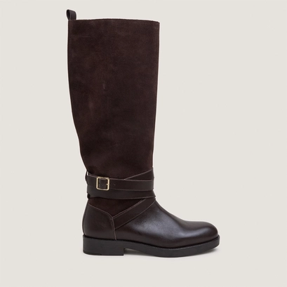 Riding boots with ankle straps dark brown