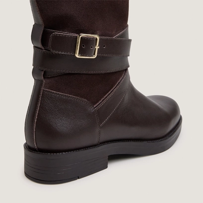 Riding boots with ankle straps dark brown