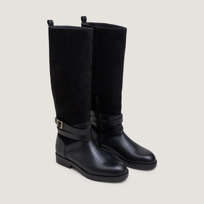 Riding boots with ankle straps black