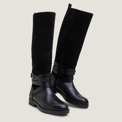 Riding boots with ankle straps black