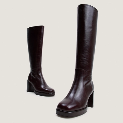 Platform boots in chocolate aged leather calf size m | bam