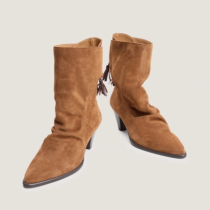Back-lace ankle boots cognac