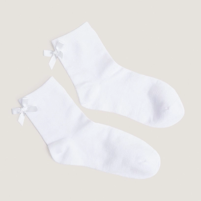 Short bow socks in white textile | fablo