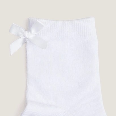 Short bow socks in white textile | fablo