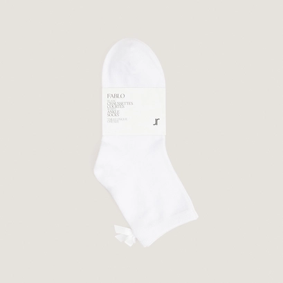 Short bow socks in white textile | fablo