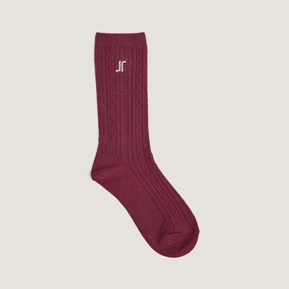 Monogram knee-high socks in burgundy textile | faustine