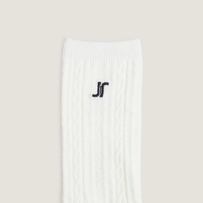 Monogram knee-high socks in ecru textile | faustine