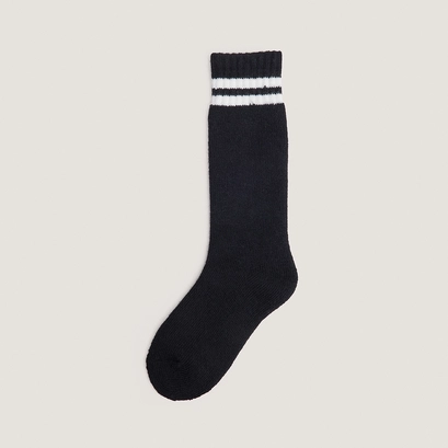 Striped knee-high socks in black and white textile | felix
