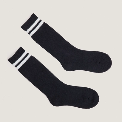 Striped knee-high socks in black and white textile | felix