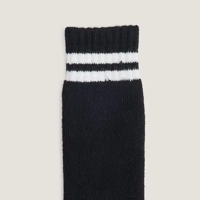 Striped knee-high socks in black and white textile | felix