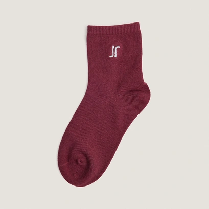 Monogram heart ankle socks in burgundy textile | florian