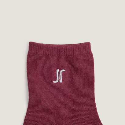 Monogram heart ankle socks in burgundy textile | florian