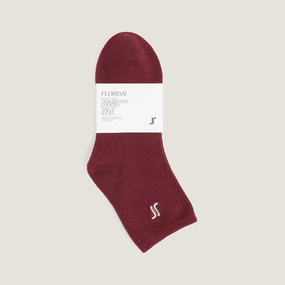 Monogram heart ankle socks in burgundy textile | florian