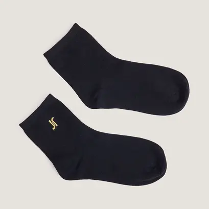 Monogram heart ankle socks in black textile | florian