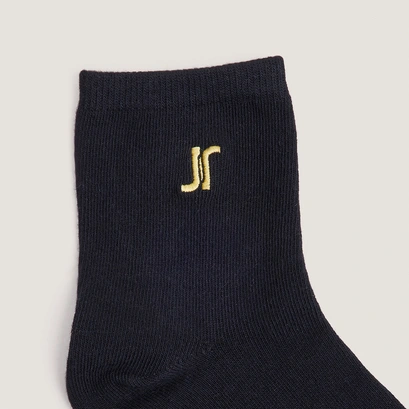 Monogram heart ankle socks in black textile | florian