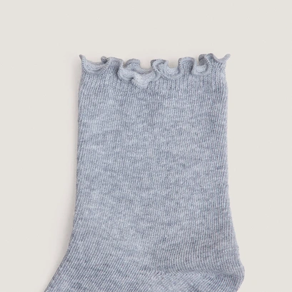 Bordered ankle socks in grey textile | foufou