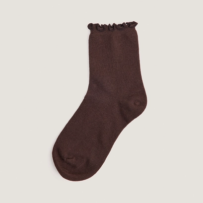 Bordered ankle socks in brown textile | foufou