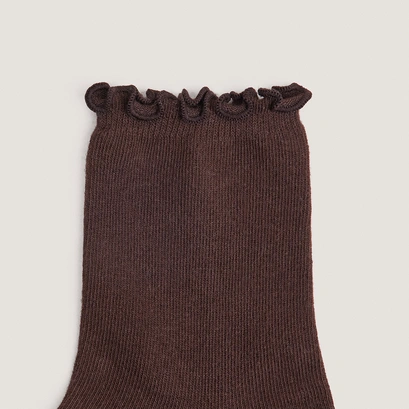 Bordered ankle socks in brown textile | foufou
