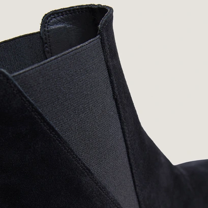 Pointed-toe stiletto-heel ankle boots in black split leather | borgia