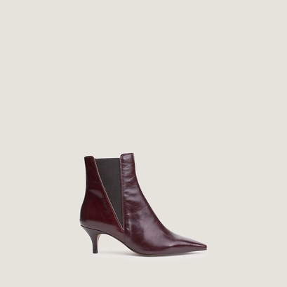 Pointed-toe stiletto-heel ankle boots in chocolate aged leather | borgia