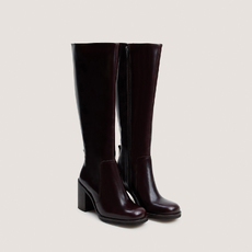 Boots with overflowing heels dark brown