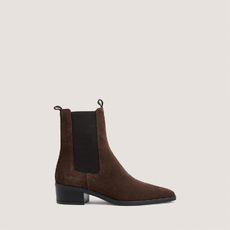 Pointed-toe chelsea low boots dark brown